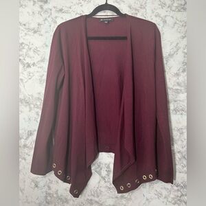 INC International Concepts Wine Cardigan with Grommet Accents